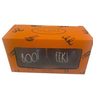 Rae Dunn Artisan Collection Boo & Eek Black Ceramic Cauldron S&P Shaker Set.